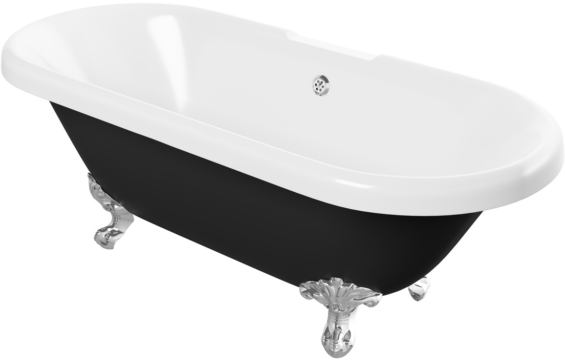Staunton Freestanding 1690x740x620mm 2TH Bath w/Feet - Black