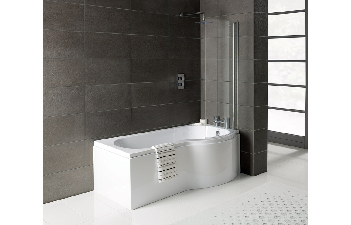 P-Shape 1700x700-850x410mm 0TH Shower Bath  Panel & Screen (RH)