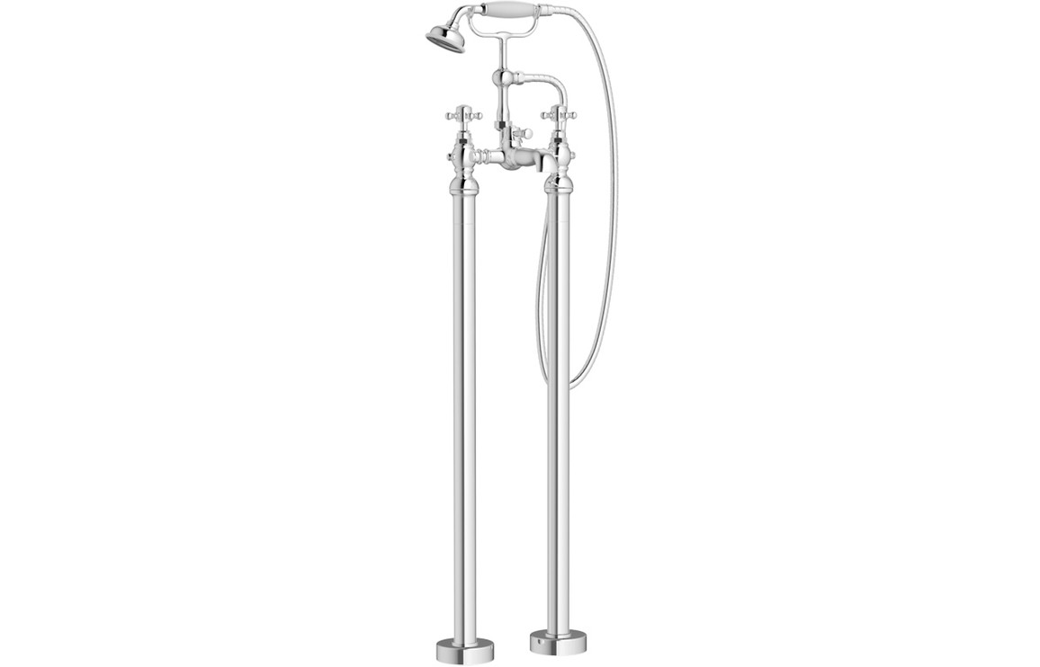 Edessa Floor Standing Bath/Shower Mixer & Shower Kit - Chrome