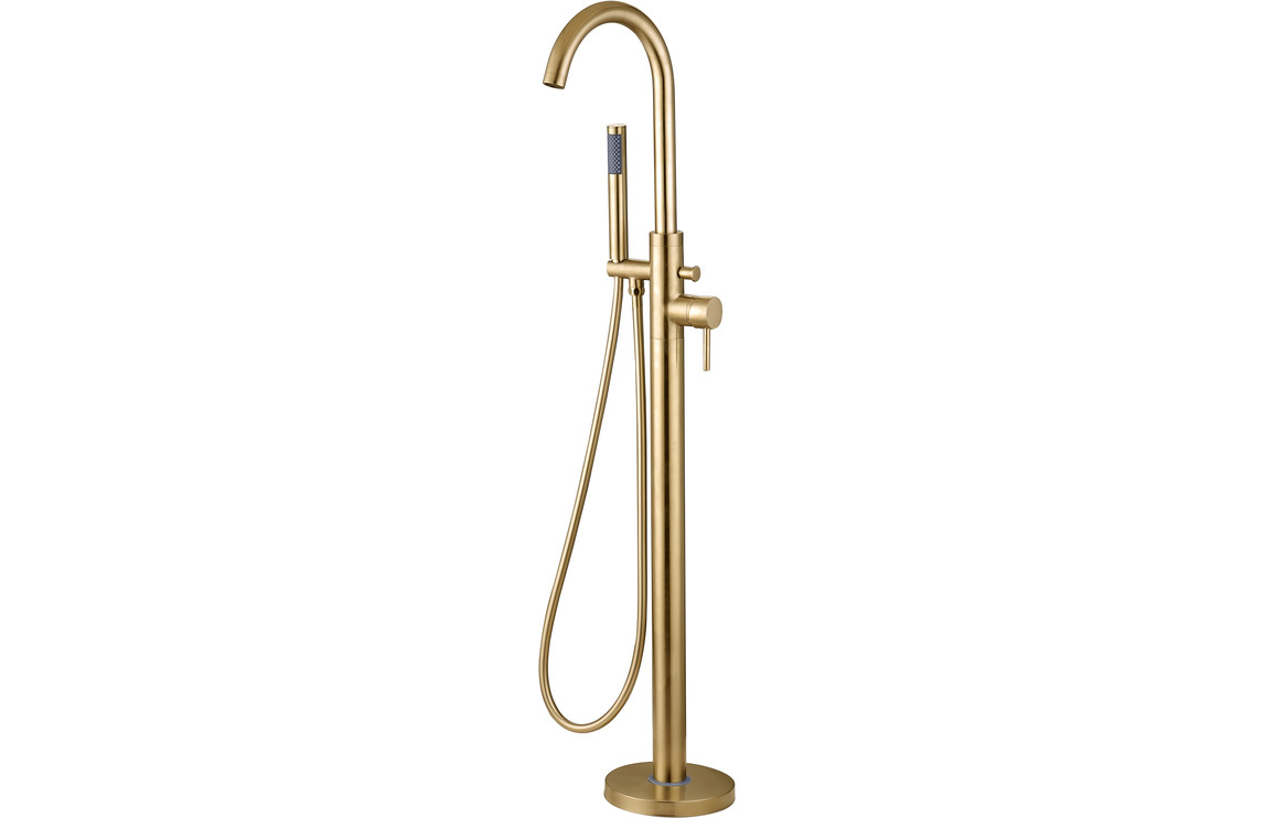 Onyx Floor Standing Bath/Shower Mixer - Brushed Brass