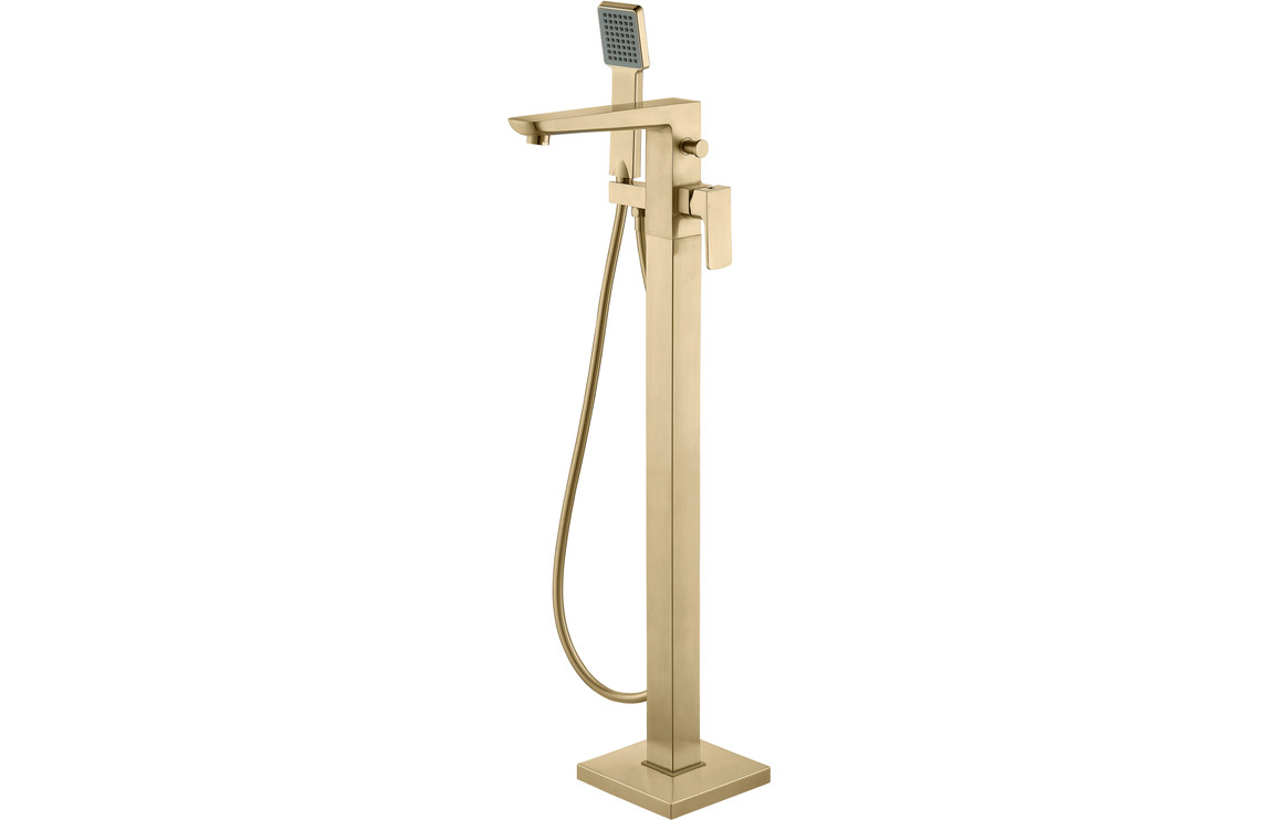 Detti Floor Standing Bath/Shower Mixer - Brushed Brass