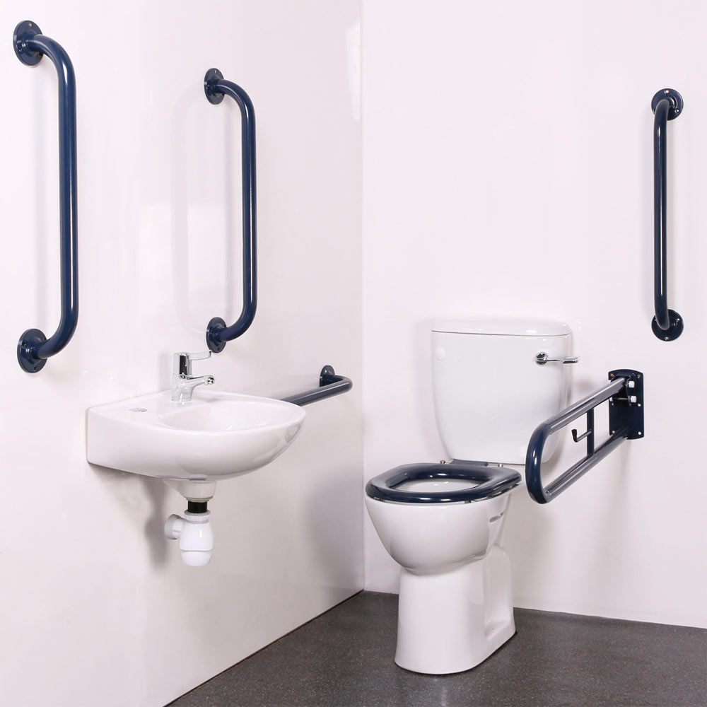 Arley Disabled Bathrooms Comfort Close Couple Lever Doc M Pack With Blue Rails