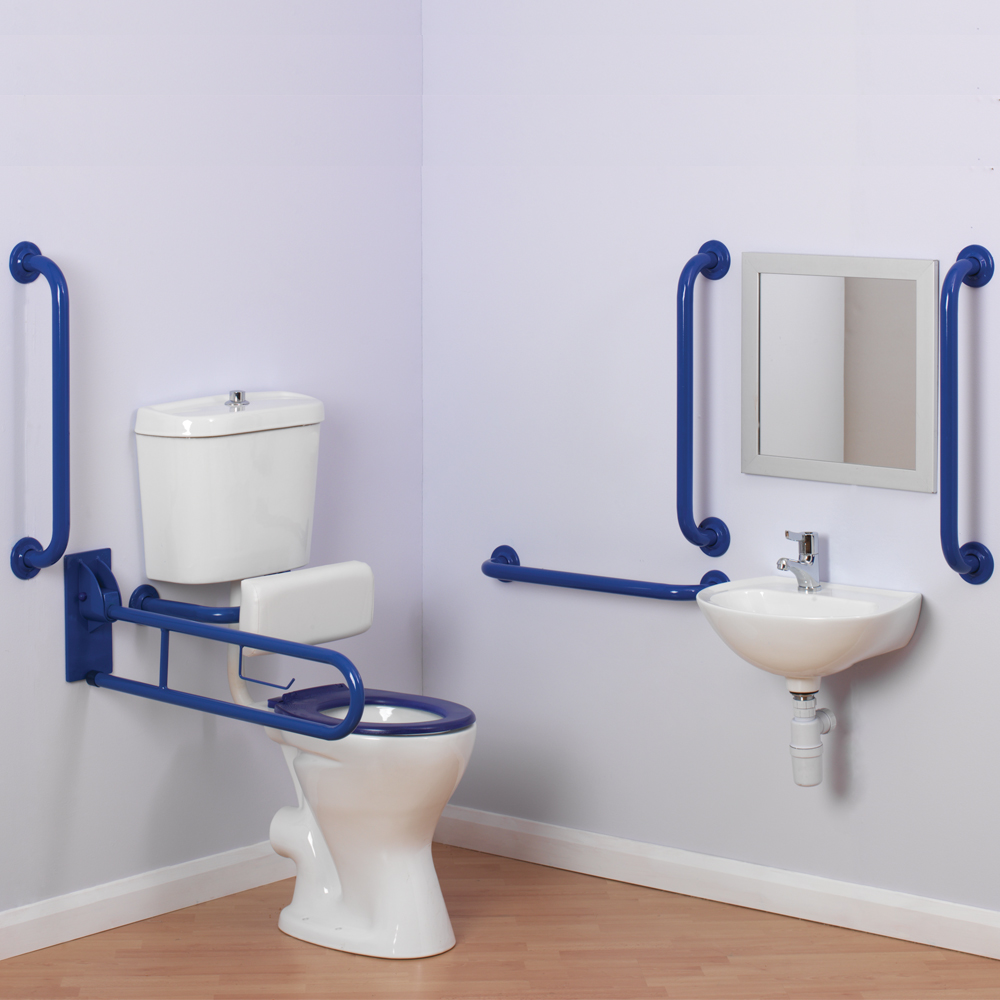 Arley Disabled Bathrooms Comfort Low Level Push Button Doc M Pack With Blue Rails