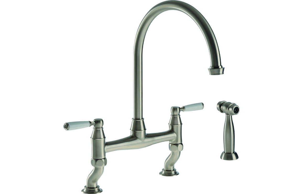 Abode Astbury Bridge Kitchen Mixer Tap w/Handspray - Pewter