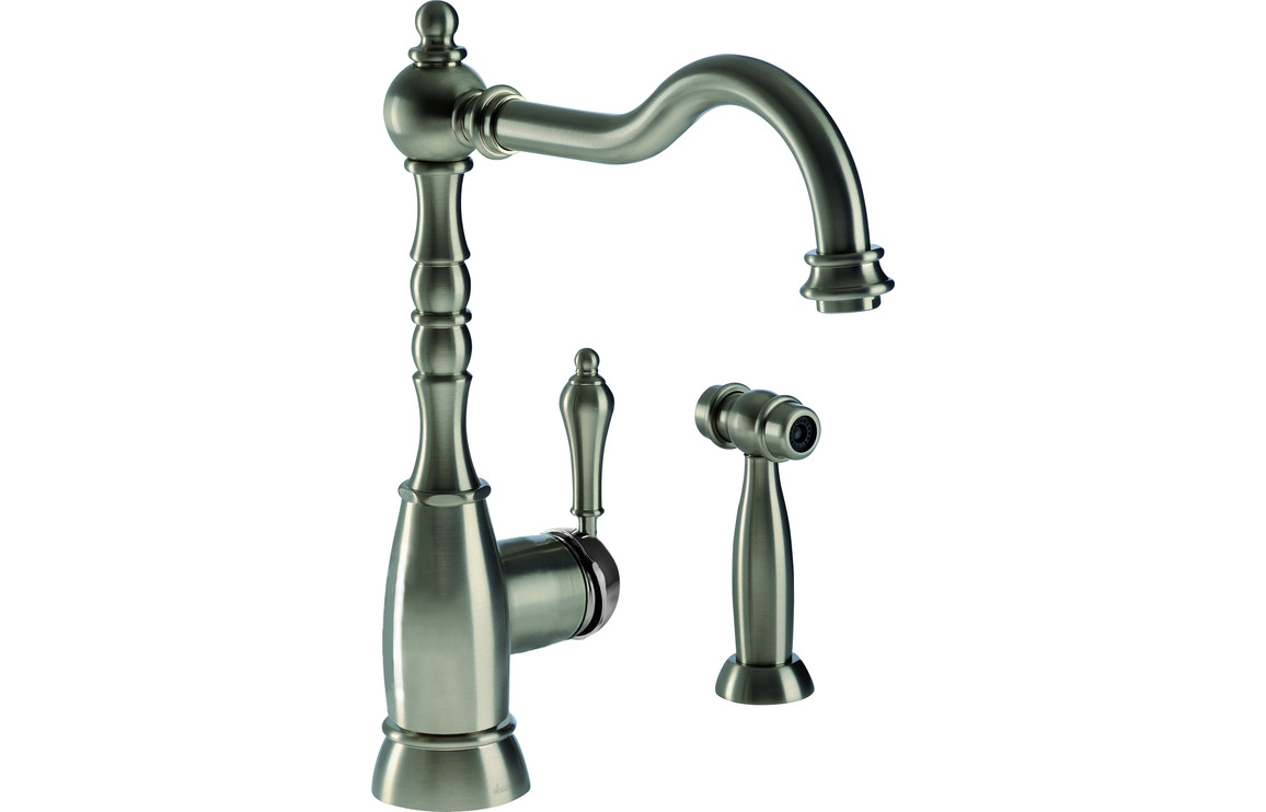 Abode Bayenne Single Lever Kitchen Mixer Tap w/Handspray - Pewter