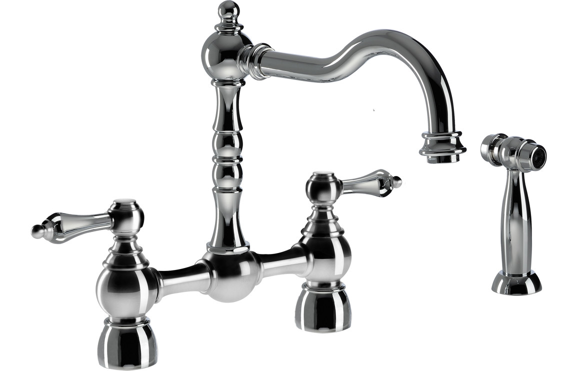 Abode Bayenne Bridge Kitchen Mixer Tap w/Handspray - Chrome