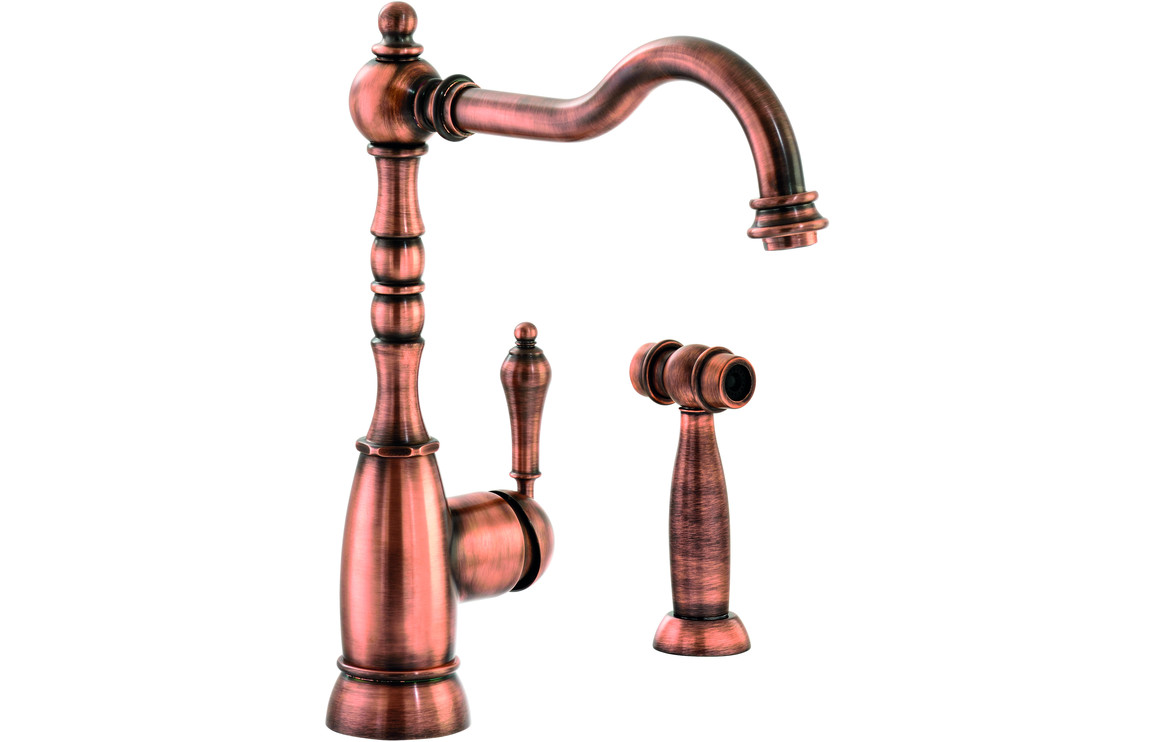 Abode Bayenne Single Lever Kitchen Mixer Tap w/Handspray - Century Copper