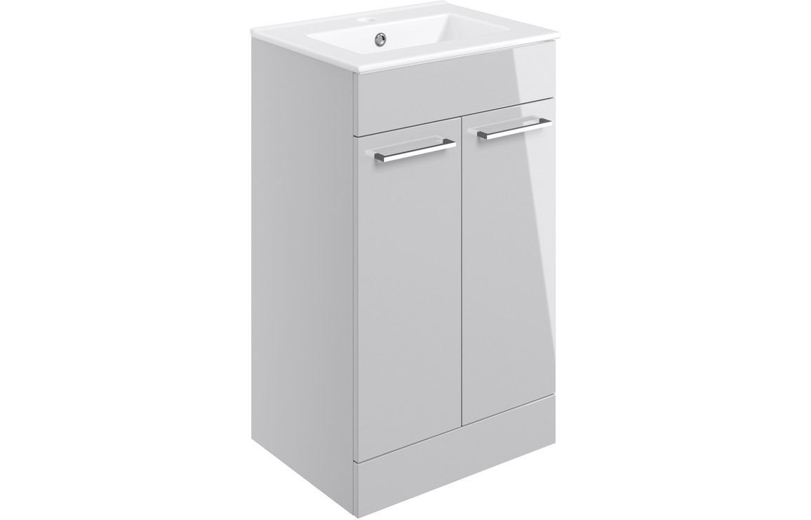 Viola 510mm Floor Standing 2 Door Basin Unit & Basin - Grey