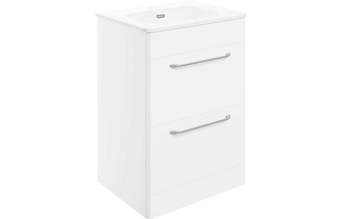 Loretti 610mm 2 Drawer Floor Unit & Basin - White 