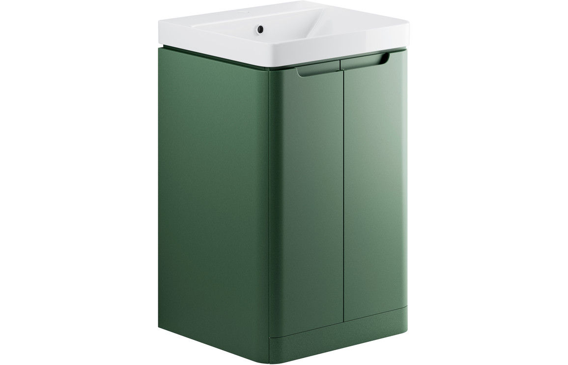 Fosse 500mm 2 Door Floor Standing Cloakroom Basin Unit -  Sage Green