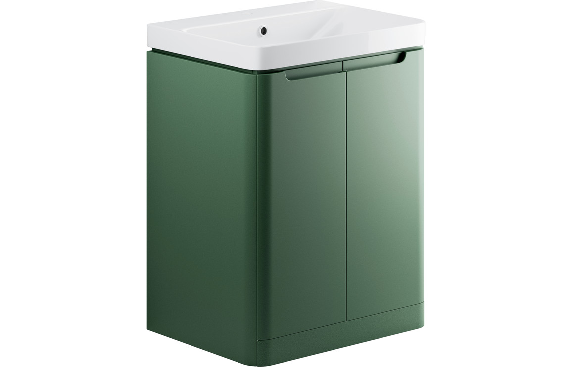 Fosse 600mm 2 Door Floor Standing Basin Unit -  Sage Green