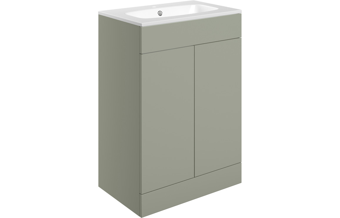 Yugen 615mm Floor Standing 2 Door Basin Unit & Basin -  Olive Green