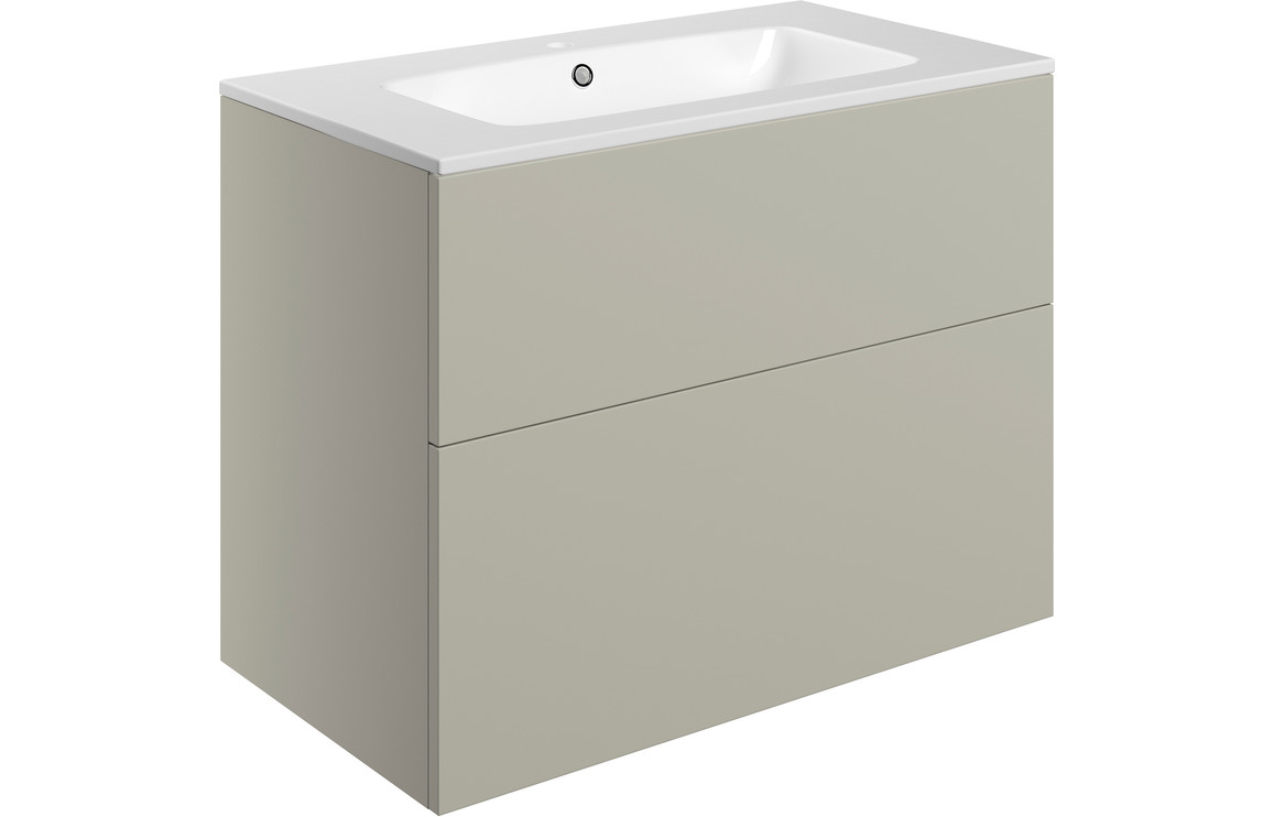 Yugen 815mm Wall Hung 2 Drawer Basin Unit & Basin - Matt Latte