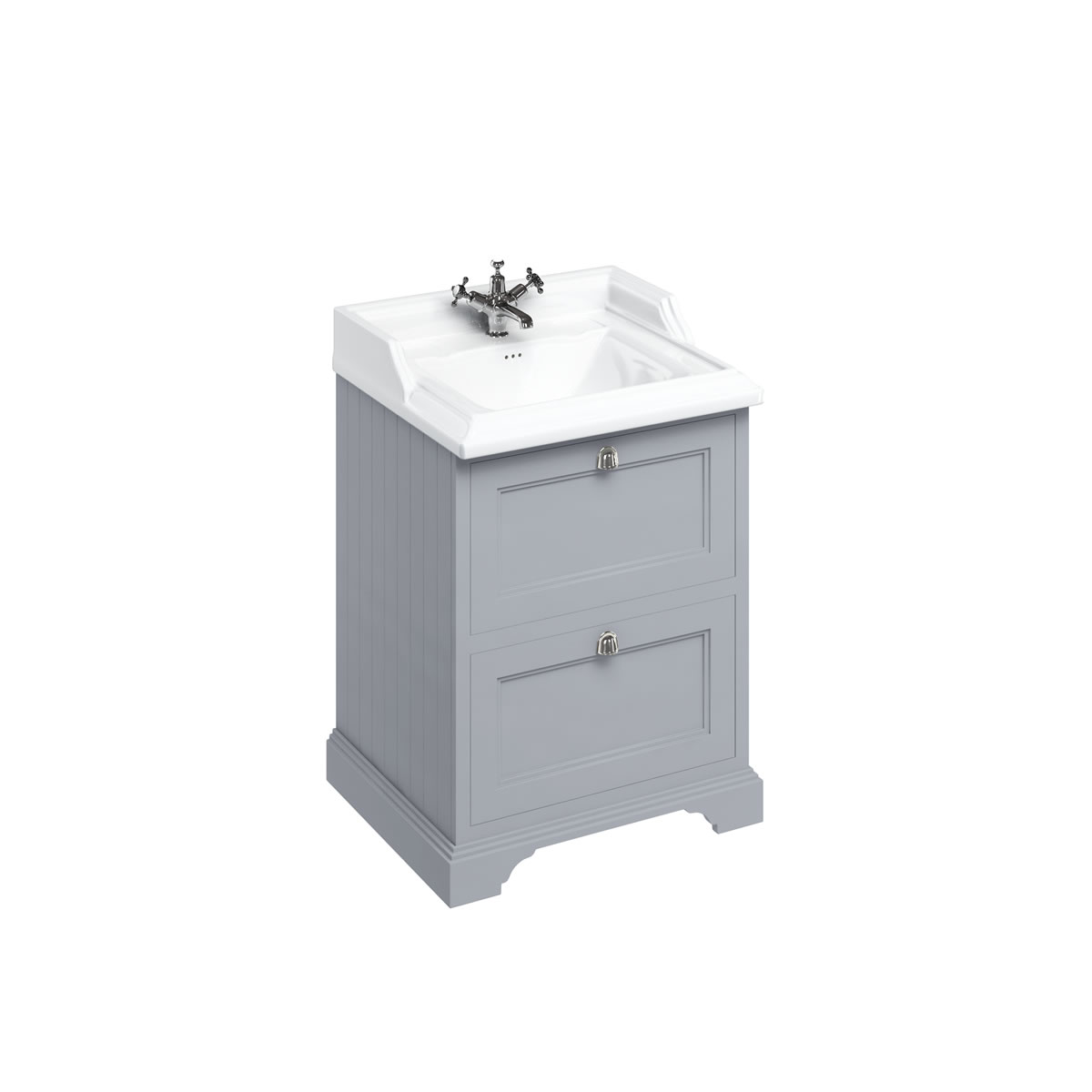 Burlington Freestanding 65cm Grey Double Drawer Vanity Unit With Optional Basin